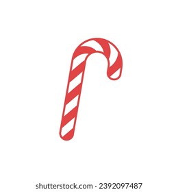 Candy cane - simple Christmas icon. New Year decoration symbol. Vector illustration.