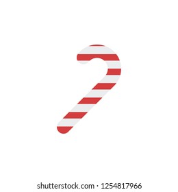 Candy Cane. Simple Hand Drawn Color Element Illustration. Candy Cane Outline Symbol Design From Christmas Set