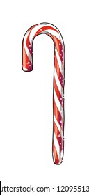 Candy Cane Sketch Drawing.