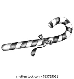 candy cane sketch vector graphics monochrome black-and-white drawing