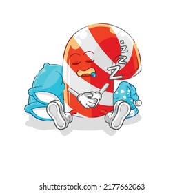 el personaje dormido de la caña de caramelo. vector de mascota de dibujos animados