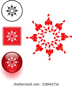 símbolo de copo de nieve de caramelo de caramelo y botón