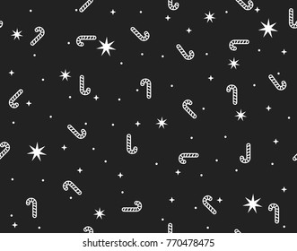 Candy Cane Stars Dots Seamless Pattern Background For Scrapbook, Flyers, Posters, Web, Greeting Cards
