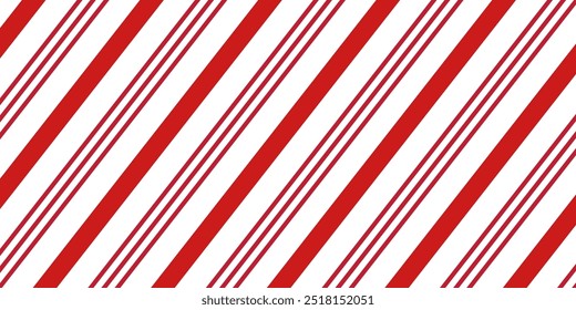 Candy cane stripe pattern, holiday background. Vector diagonal red abstract design