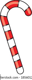 Candy cane striped in Christmas colours. Vector illustration isolated on a white background. Christmas Candy Cane. 