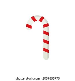 Candy Cane Striped in Christmas Colours on White Background. Party Treats and Tasty Candy. Delicious Lollipop Illustration. Isolated Vector.