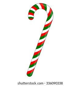 Candy cane striped in Christmas colours. Vector illustration isolated on a white background.