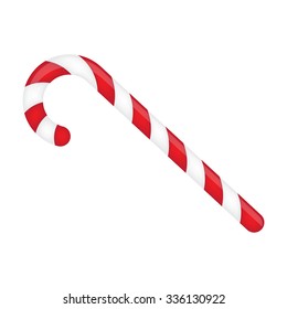 Candy cane striped in Christmas colours. Vector illustration isolated on a white background.