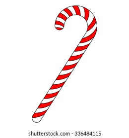 Candy cane striped in Christmas colours. Vector illustration isolated on a white background.