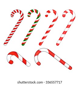 Candy cane striped in Christmas colours. Vector illustration isolated on a white background.