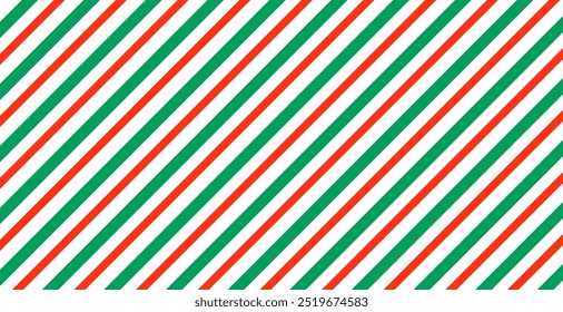 Candy cane striped pattern. Green and red background. Peppermint caramel diagonal print for gift paper