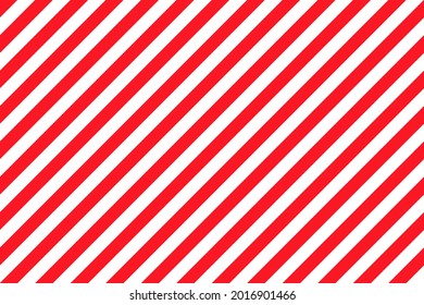 Candy cane striped pattern. Seamless Christmas red background. Vector. Peppermint wrapping print. Cute caramel package texture. Xmas holiday diagonal lines. Abstract geometric illustration.
