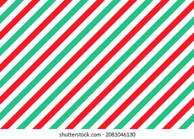 Candy cane striped pattern. Seamless Christmas background. Peppermint wrapping texture. Xmas holiday diagonal lines. Cute caramel package print. Abstract geometric backdrop. Vector illustration.