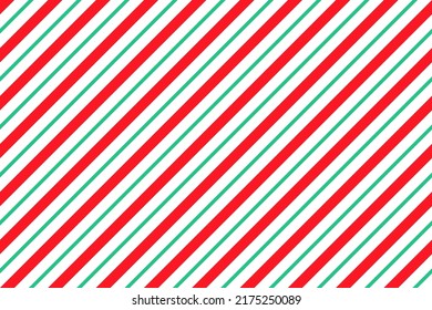 Candy cane striped pattern. Seamless Christmas background. Peppermint wrapping print with diagonal lines. Cute caramel package texture. Xmas holiday geometric backdrop. Vector illustration.