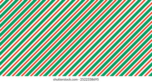 Candy cane striped seamless pattern. Green and red background. Peppermint caramel diagonal print for gift paper