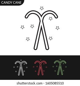 Candy Cane Sweet Minimal Color Flat Line Stroke Icon