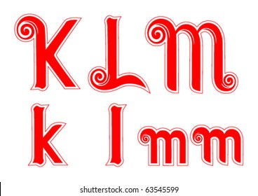 Candy Cane Swirl Letters K k L l M m