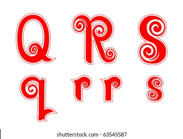 Candy Cane Swirl Letters Q q R r S s