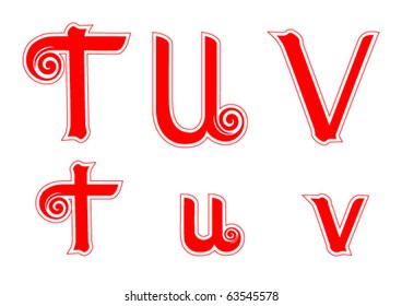 Candy Cane Swirl Letters T t U u V v