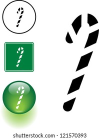 candy cane symbol sign and button
