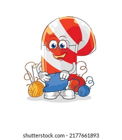 the candy cane tailor mascot. cartoon vector