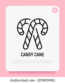 Candy cane thin line icon. Modern vector illustration of Christmas sweets.