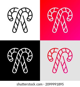 Candy cane thin line icon. Modern vector illustration of Christmas sweets.