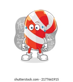 the candy cane thinking hard vector. cartoon character
