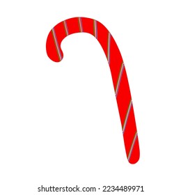 Candy cane traditional sweet Christmas time decorated festive confectionery, simple cartoon vector illustration in hand drawn doodle style for holiday decor, greeting card, invitation