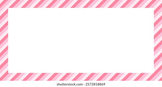 Candy cane Valentines day seamless pattern background. Happy Valentines day card element for decoration. Valentines day picture frame ribbon with red, pink and white stripes - vector