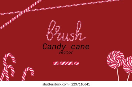 Candy Cane vector brush for Christmas holidays design. Sweets samples icons. Clip art isolated on the background. Brush for lettering and drawing objects. 
