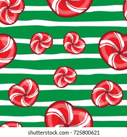 candy cane vector christmas seamless pattern