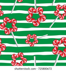 candy cane vector christmas seamless pattern