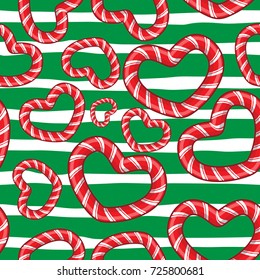 candy cane vector christmas seamless pattern