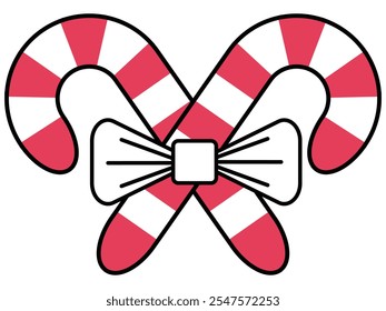 Candy Cane Vetor Design de Ícone Plano. Cana de doces de Natal. Vara de Natal. doce de Natal com listras vermelhas e brancas. Ilustração vetorial