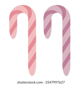 Candy Cane Vetor Design de Ícone Plano. Cana de doces de Natal. Vara de Natal