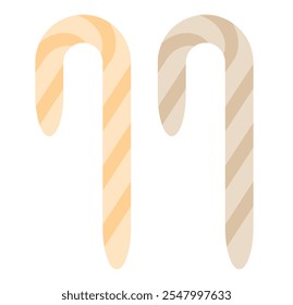 Candy Cane Vetor Design de Ícone Plano. Cana de doces de Natal. Vara de Natal