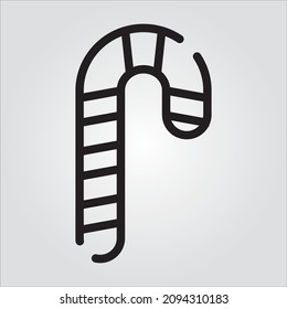 Candy Cane Vector Icon in Line Style