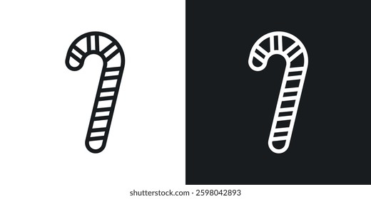 Candy cane vector icon set in black and white color.