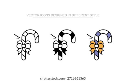 Caramelo bastón icono de Vector stock aislado en hoja blanca