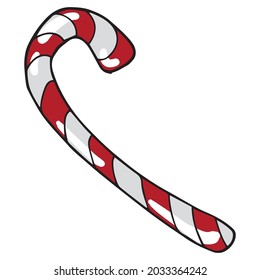 Caña de caramelo. Imagen vectorial del bastón de caramelo de Navidad. Dibujado a mano.	