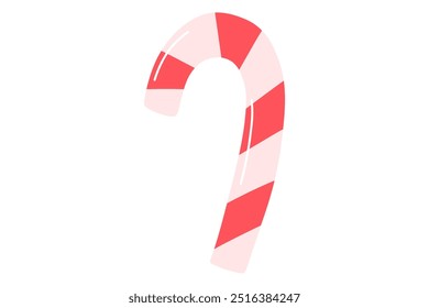 Candy cane vector illustration. Christmas peppermint sticks, sweet Xmas dessert. Holiday confection, striped candycane. Winter caramel snack. Stock flat candy isolated on white background