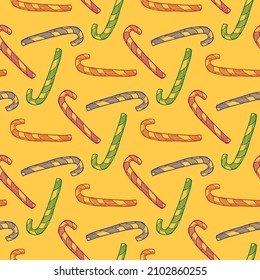 Candy cane vector illustration seamless pattern