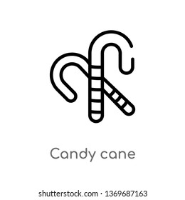 candy cane vector line icon. Simple element illustration. candy cane outline icon from winter concept. Can be used for web and mobile