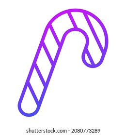 candy cane vector outline icon.