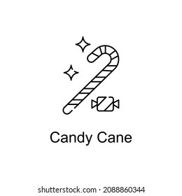 CANDY CANE vector outline icon for web design isolated on white background
