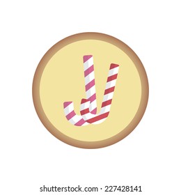 candy cane vector round flat icon