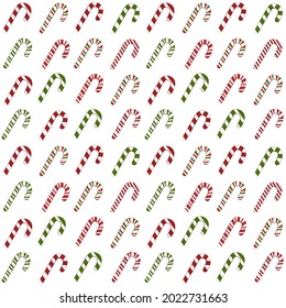 candy cane vector seamless pattern on white background
