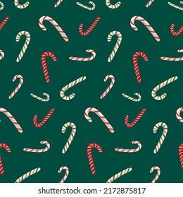Candy Cane Vector Seamless Pattern. Awesome for classic product design, fabric, backgrounds, invitations, packaging design projects. Surface pattern design.