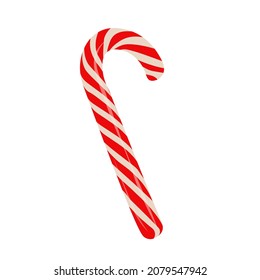 Candy cane vector stock illustration. Christmas caramel. Decoration for the holiday. Sweet dessert. The logo for the confectionery. isolated on a white background.